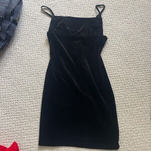 Princess Polly Black Velvet Mini Dress